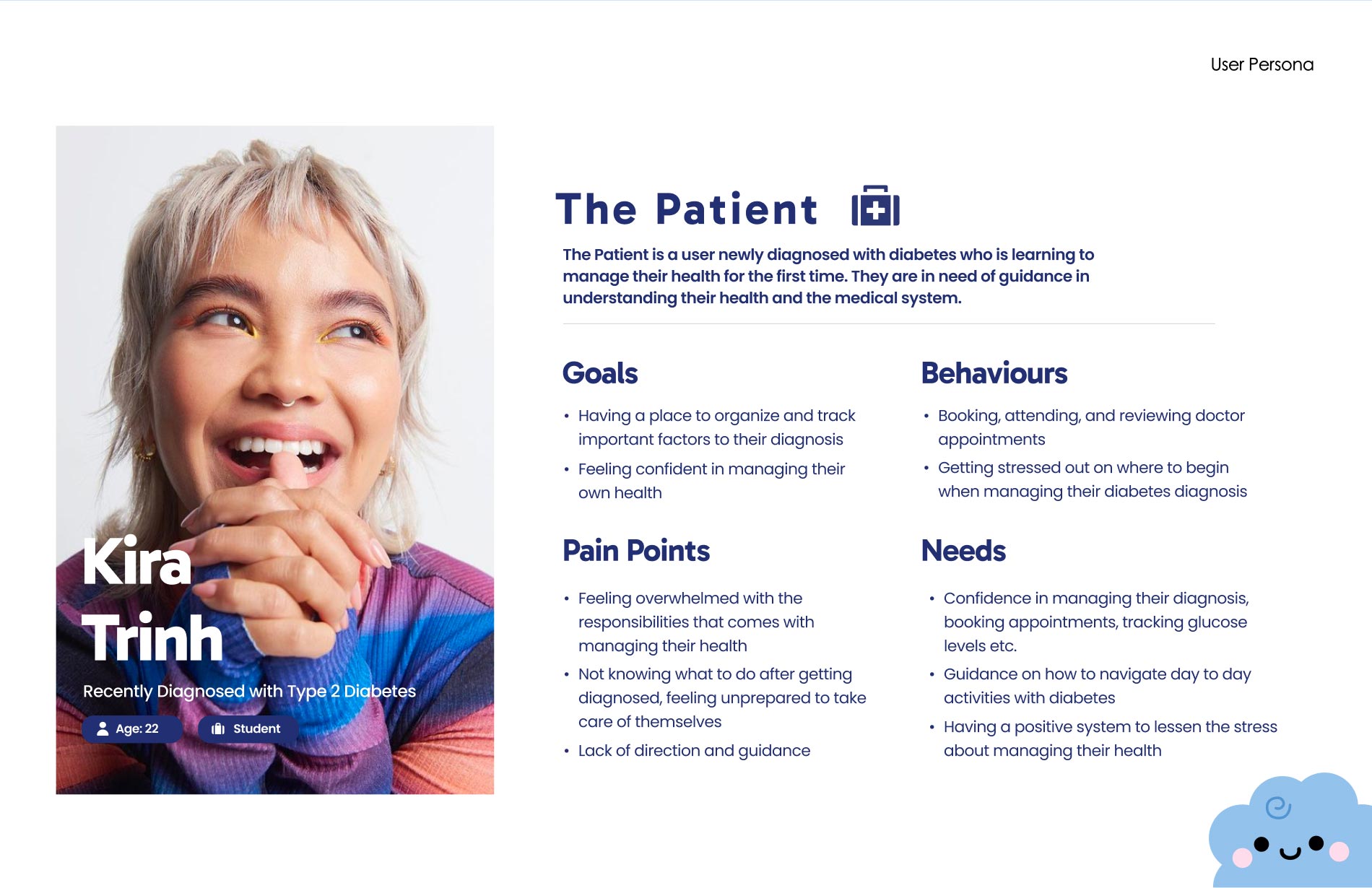 An image explaining the target demographic, a newly diagnosed diabetes patient navigating their health journey. Seeking guidance on managing their condition and understanding the medical system.